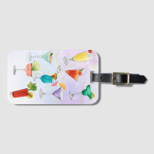 Bright rainbow cocktail party fun drinks celebrate luggage tag