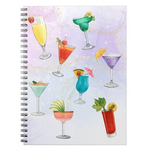 Bright rainbow cocktail party fun drinks celebrate notebook