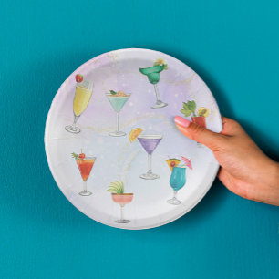 Bright rainbow cocktail party fun drinks celebrate paper plates