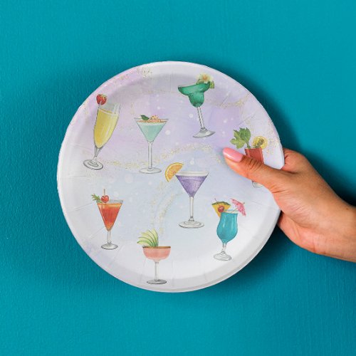 Bright rainbow cocktail party fun drinks celebrate paper plates