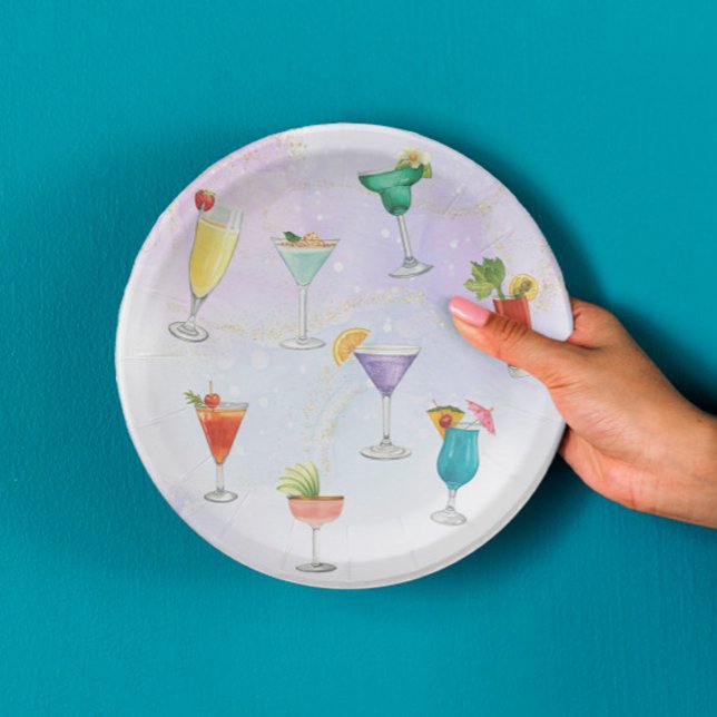 Bright rainbow cocktail party fun drinks celebrate paper plates (Creator Uploaded)