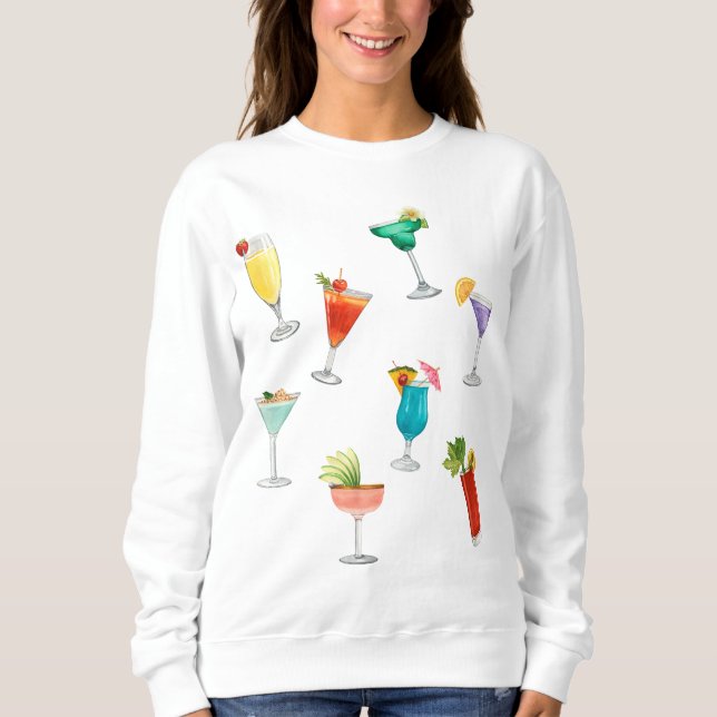 Bright rainbow cocktail party fun drinks celebrate sweatshirt (Front)