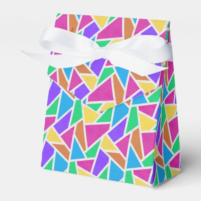 Bright rainbow colors mosaic favor boxes (Front Side)