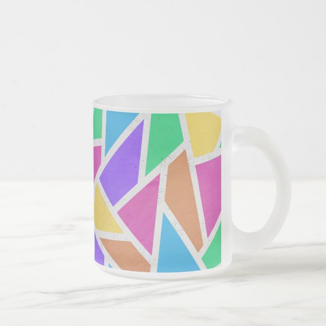 Bright rainbow colors mosaic frosted glass coffee mug (Right)