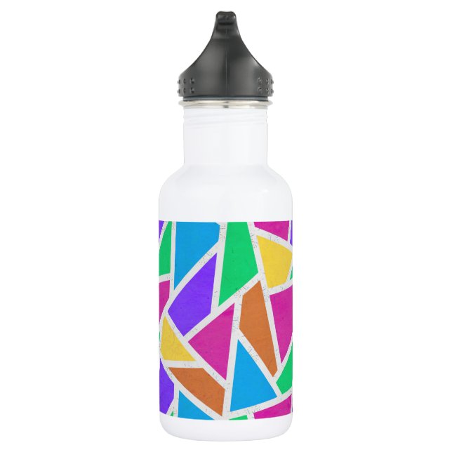 Bright rainbow colors mosaic stainless steel water bottle (Right)
