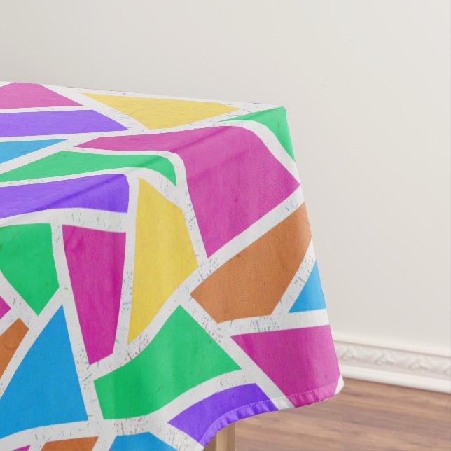 Bright rainbow colors mosaic tablecloth (In Situ)