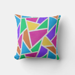 Bright rainbow colors mosaic throw pillow