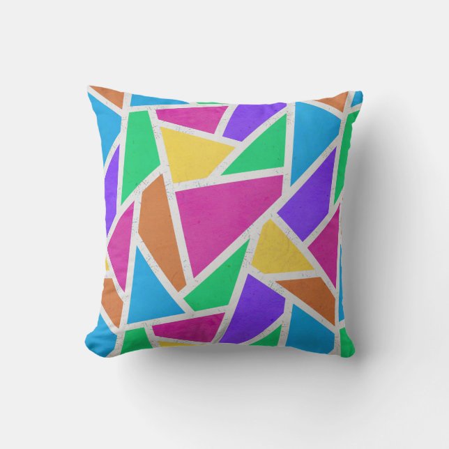 Bright rainbow colors mosaic throw pillow (Front)