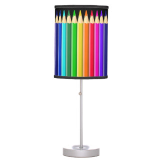 Bright Rainbow Coloured Crayons (Pencils): Artists Table Lamp