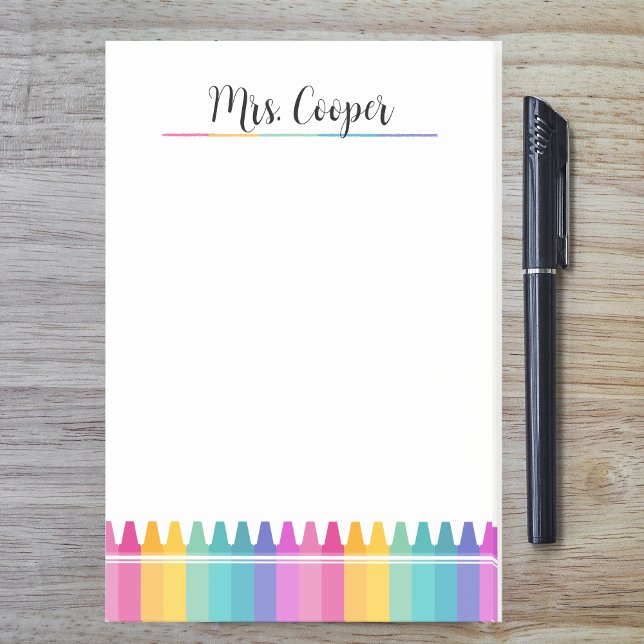 Bright Rainbow Crayons Preschool Teacher Post-it Notes (Creator Uploaded)