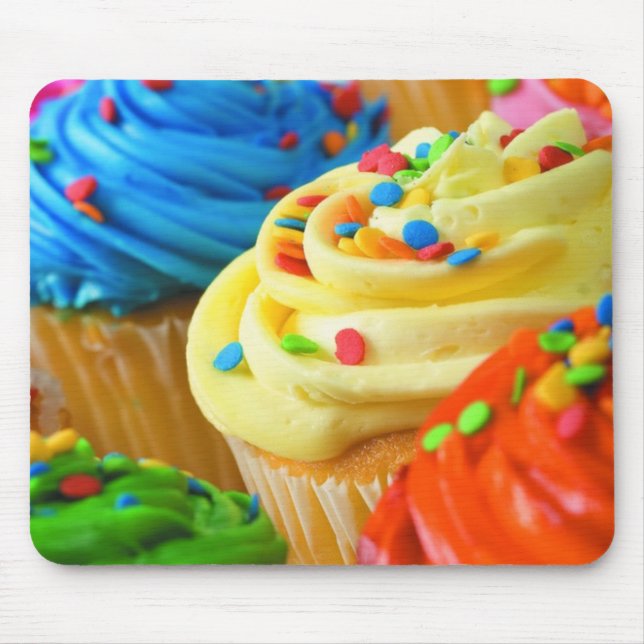 Bright rainbow cupcakes mousepad (Front)