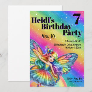 Bright Rainbow Fairy Birthday  Invitation