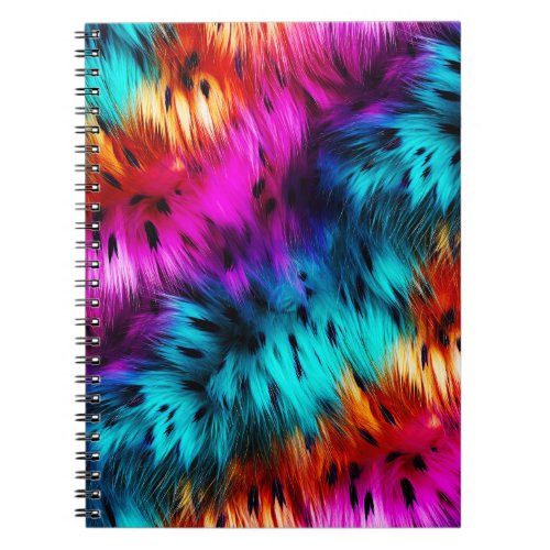 Bright Rainbow faux monster fur texture Notebook