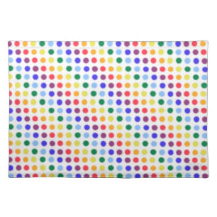 Bright Rainbow Fuzzy Polka-Dots Pattern Cloth Placemat