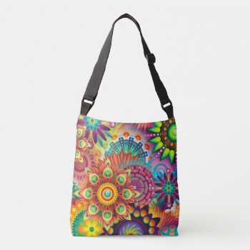 Bright Rainbow Garden Digital Art Crossbody Bag by Frasure_Studios at Zazzle