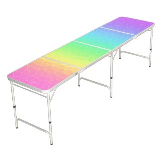 Bright Rainbow Geometric Beer Pong Table