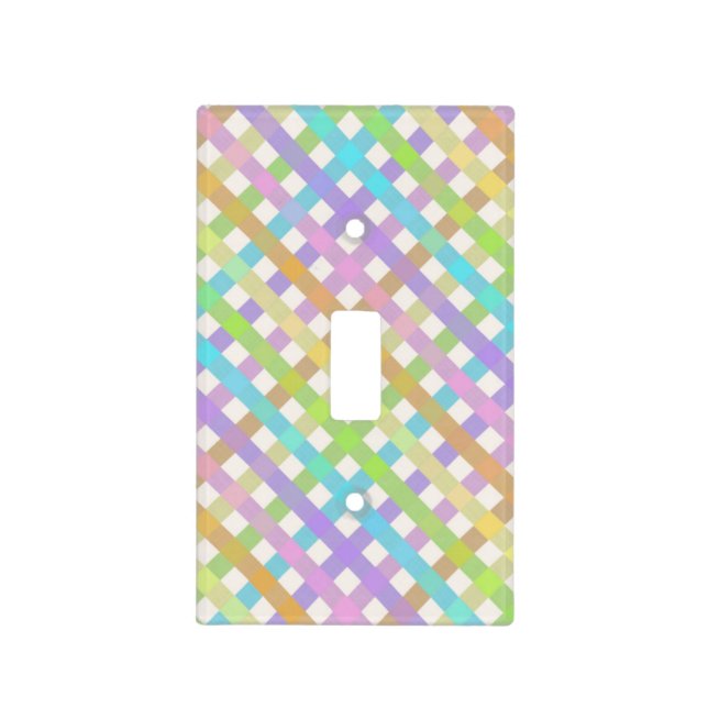 Bright Rainbow Gingham Plaid Light Switch Cover (Front)