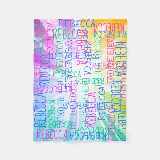 Bright Rainbow Girls Cute Personalized Custom Name Fleece Blanket (Front)