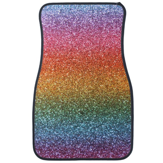 Bright rainbow glitter car floor mat (Front)