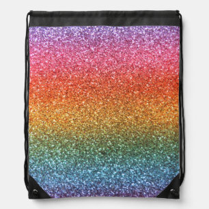 Bright rainbow glitter drawstring bag