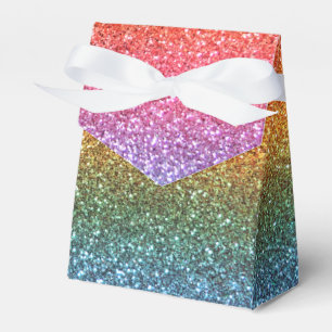 Bright rainbow glitter favor boxes