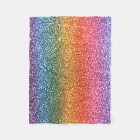 Bright Rainbow Glitter Fleece Blanket