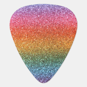 Bright rainbow glitter guitar pick