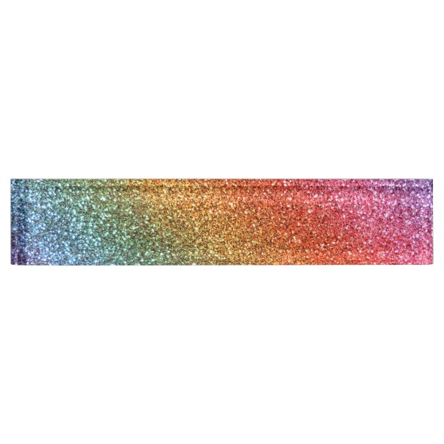 Bright rainbow glitter name plate (Front)