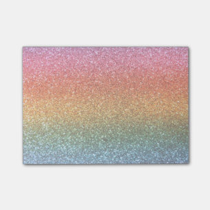 Bright rainbow glitter post-it notes