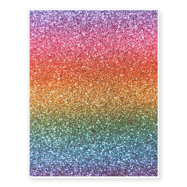 Bright rainbow glitter temporary tattoos (Front)