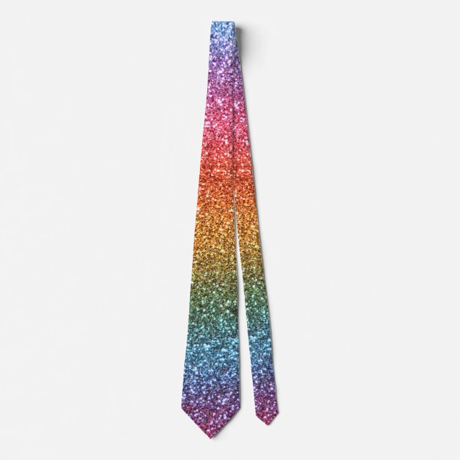 Bright rainbow glitter tie (Front)