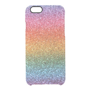Bright rainbow glitter clear iPhone 6/6S case