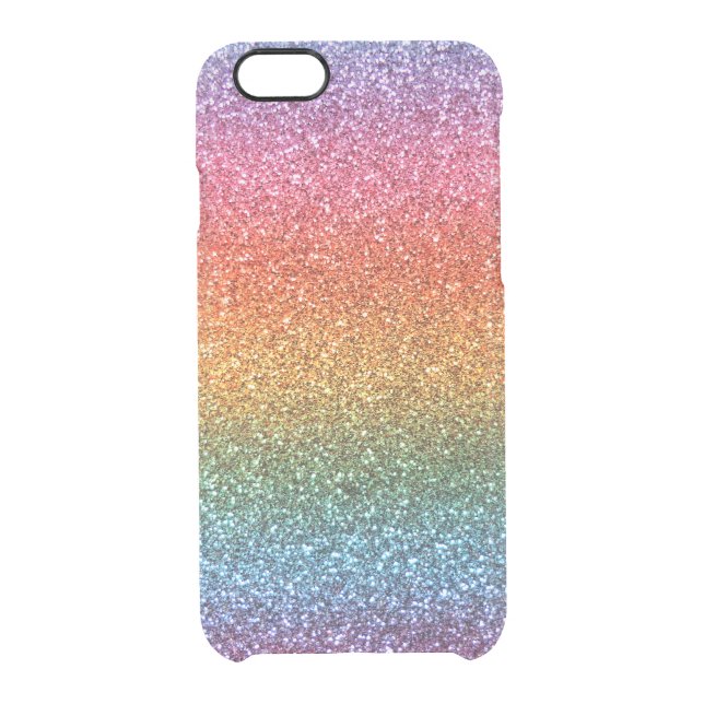 Bright rainbow glitter uncommon iPhone case (Back)