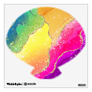 Bright Rainbow & Gold Faux Glitter Agate Wall Decal