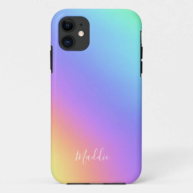 bright rainbow gradient girly personalized  Case-Mate iPhone case (Back)