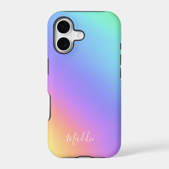bright rainbow gradient girly personalized  Case-Mate iPhone case (Back)