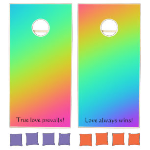 Bright Rainbow Gradient Wedding Cornhole Set