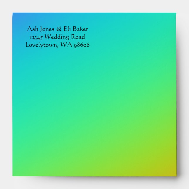 Bright Rainbow Gradient Wedding Envelope (Front)