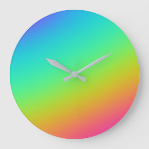 Bright Rainbow Gradient Wedding Large Clock