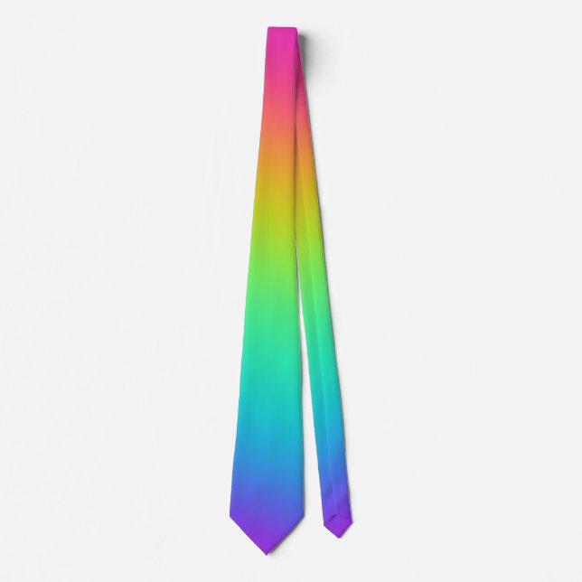 Bright Rainbow Gradient Wedding Necktie (Front)
