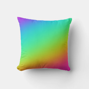 Bright Rainbow Gradient Wedding Throw Pillow