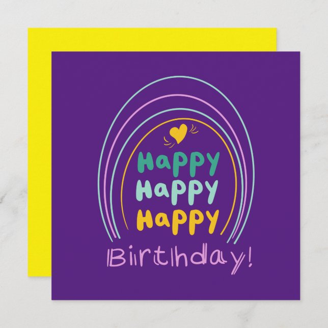 Bright Rainbow Happy Birthday Lettering Card (Front/Back)