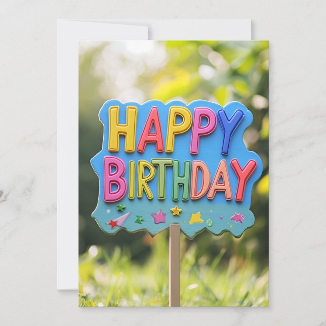 Bright Rainbow Happy Birthday Sign Birthday Invitation (Front)