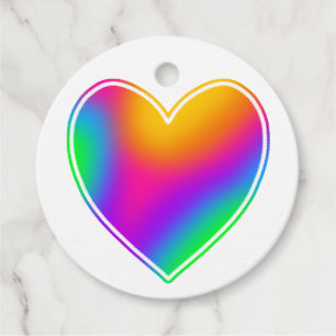 Bright Rainbow Heart Favor Tags