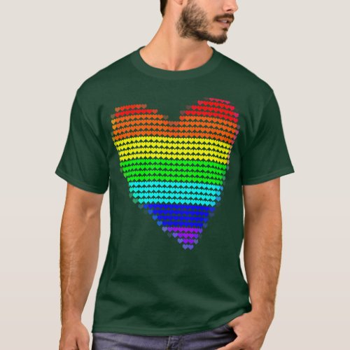 Bright Rainbow Heart Filled with Hearts Valentines T_Shirt