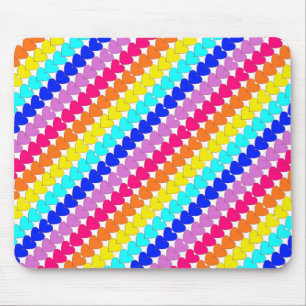 Bright rainbow hearts colorful mousepad