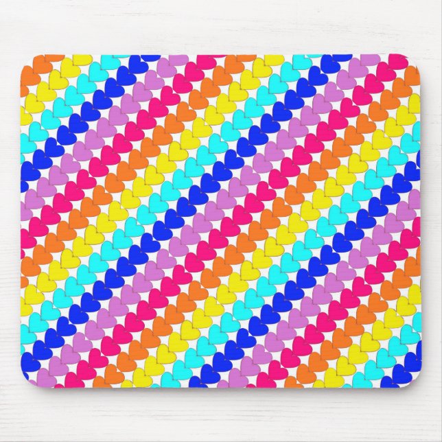 Bright rainbow hearts colorful mousepad (Front)
