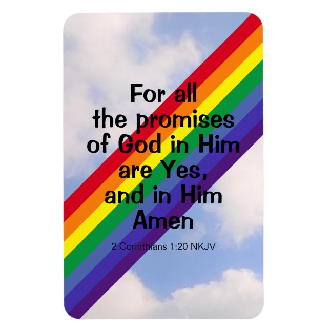 Bright Rainbow in Sky Inspirational Bible Verse Magnet (Vertical)
