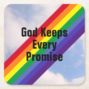 Bright Rainbow in the Sky Inspirational Cute Square Paper Coaster