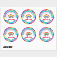 Rainbow glitter star sticker, Zazzle